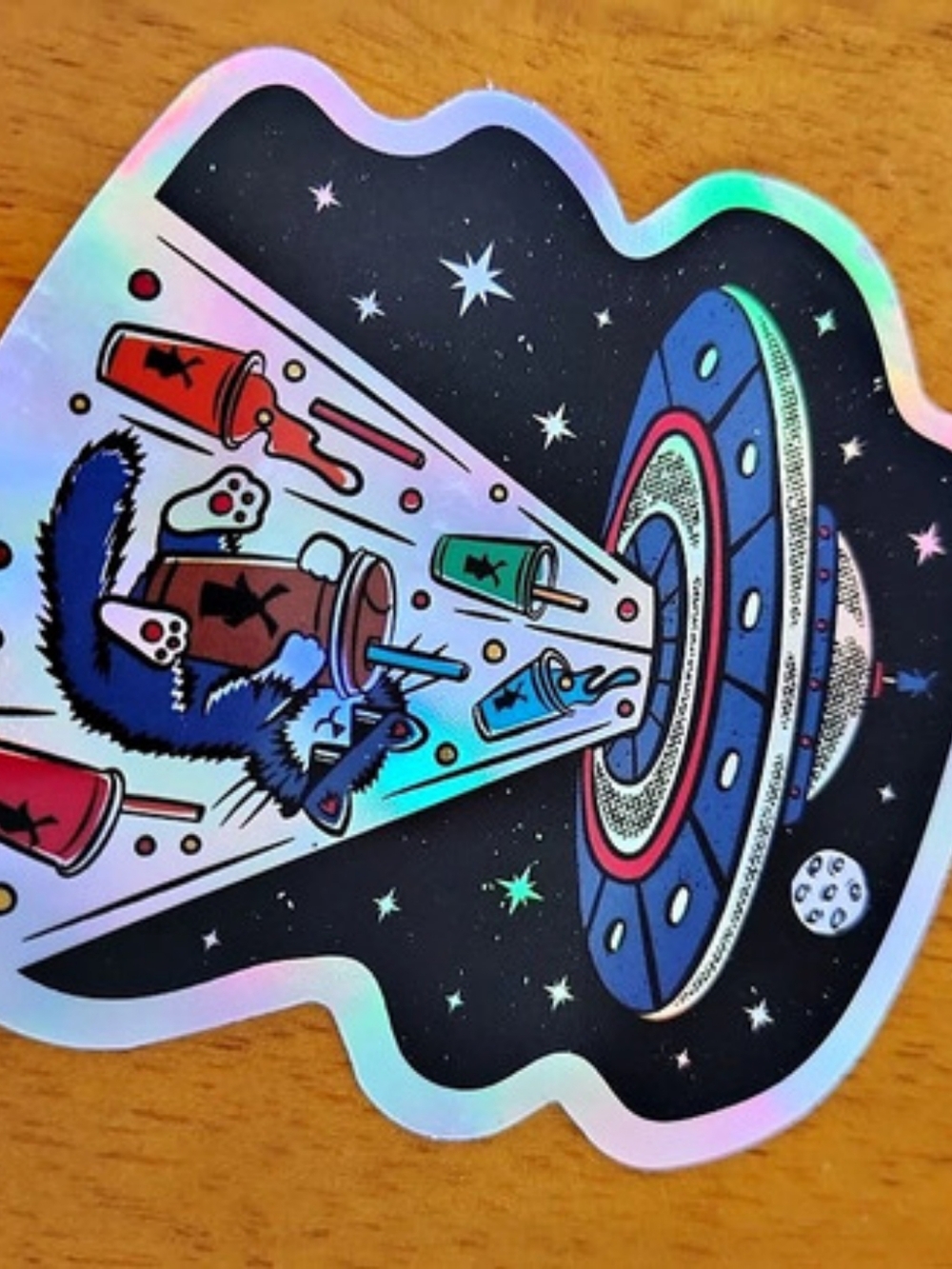 Dutch Bros August 2026 Sticker of the Month UFO Cat UFO Cat Sticker Blue & Pink